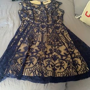 Navy blue and nude dress